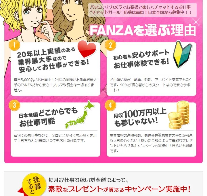 月100万円？！FANZAのライブチャットレディ（チャトレ）求人が稼げる理由とは？稼ぐコツは〇〇