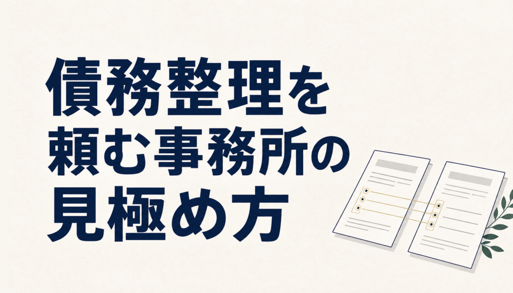 債務整理を頼む事務所の見極め方｜認定・費用・面談を自分で確認する5つの手順