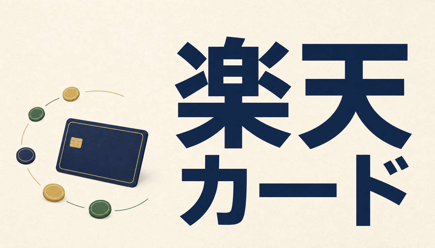 楽天カード：無地のカードとポイントを表すコインのイラスト